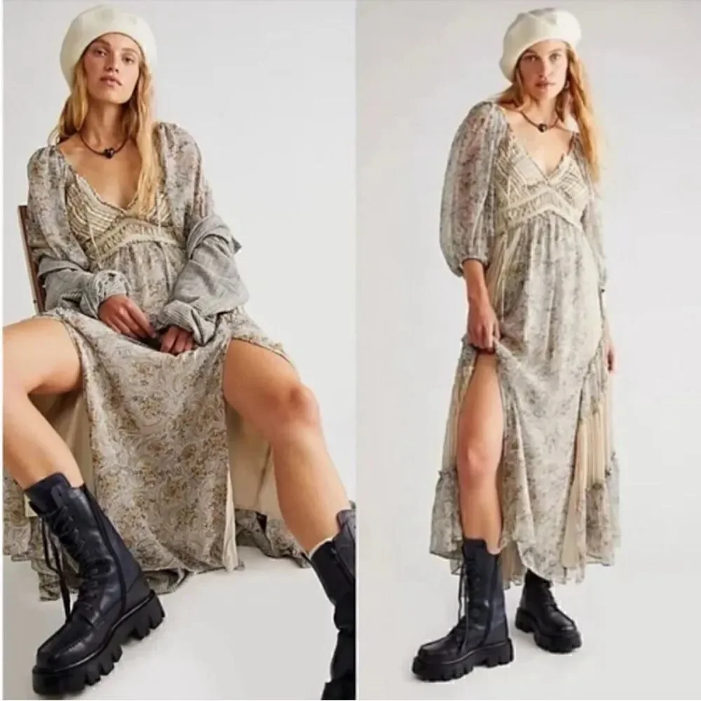 Free People You're A Jewel Printed Maxi dress in Tea Combo